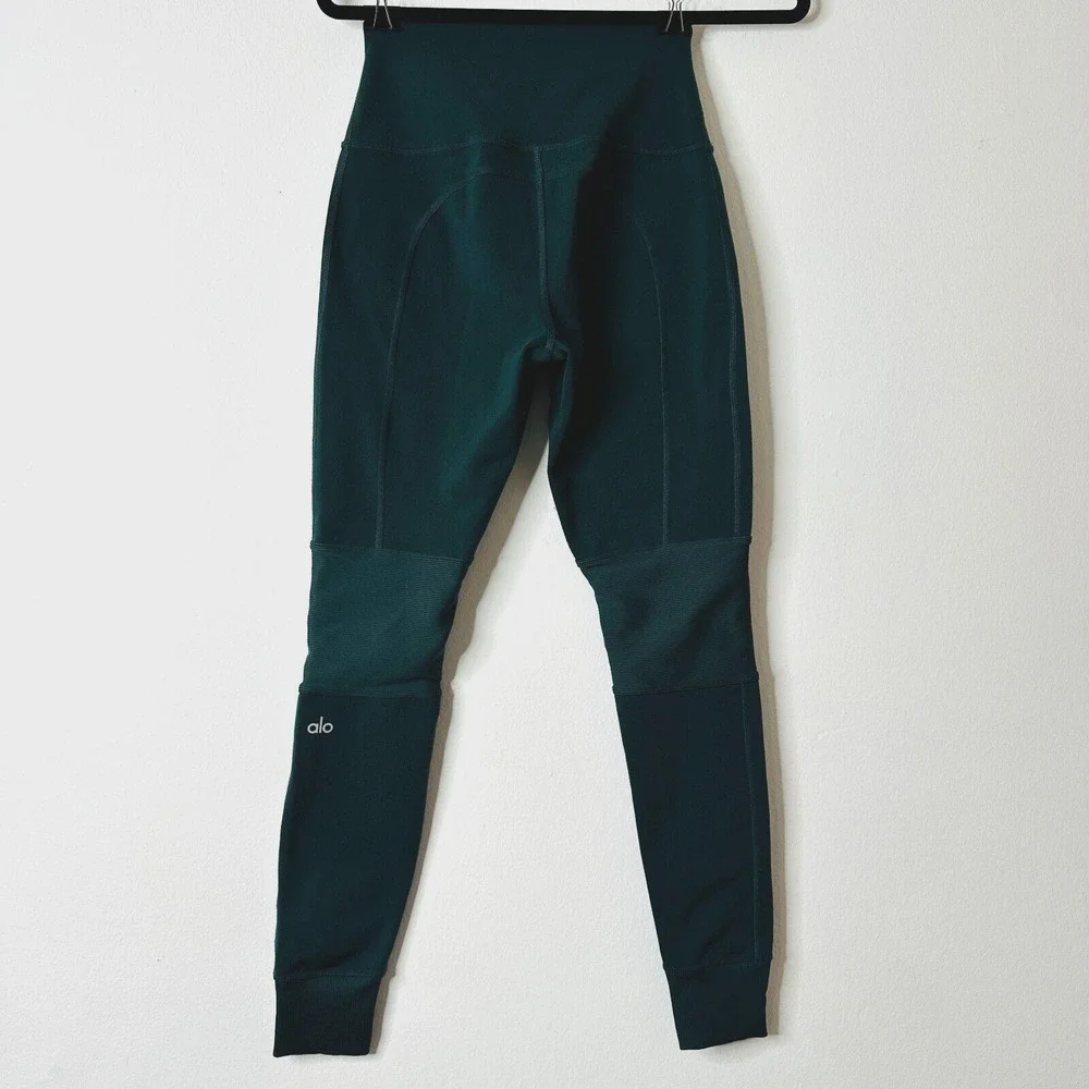 Alo Yoga Midnight Green High Wide Waist Leggings with Breathable Wicking XS